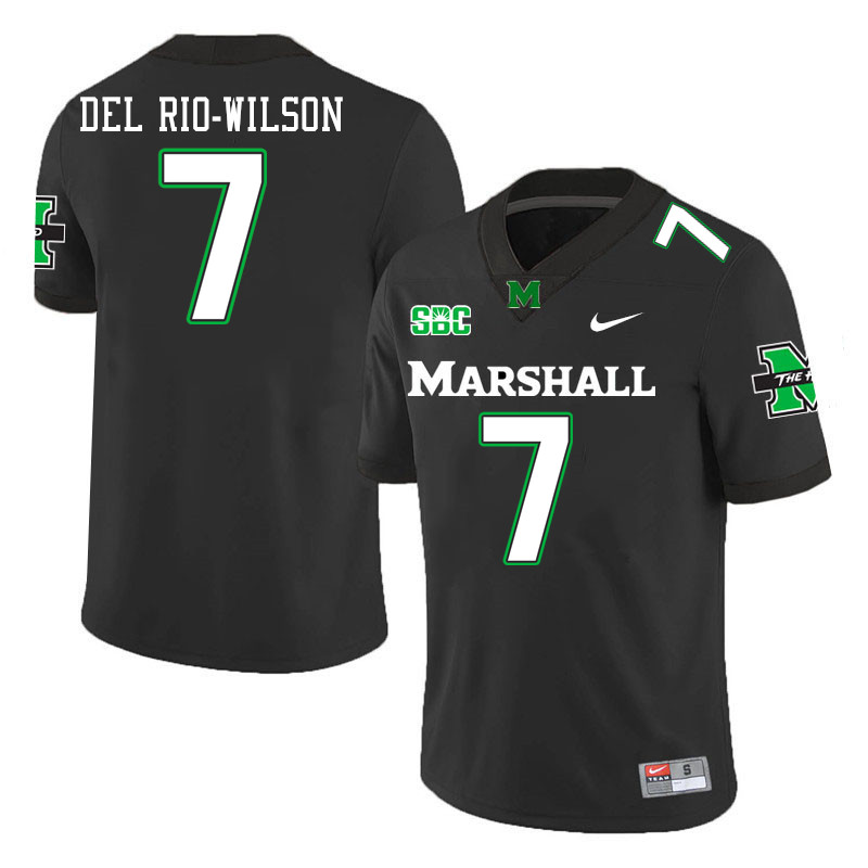 Marshall Thundering Herd #7 Carlos Del Rio-Wilson College Football Jerseys,Uniforms-Black